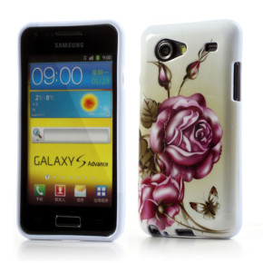 Силиконов гръб ТПУ за Samsung Galaxy S Advance I9070 рози и пеперуда